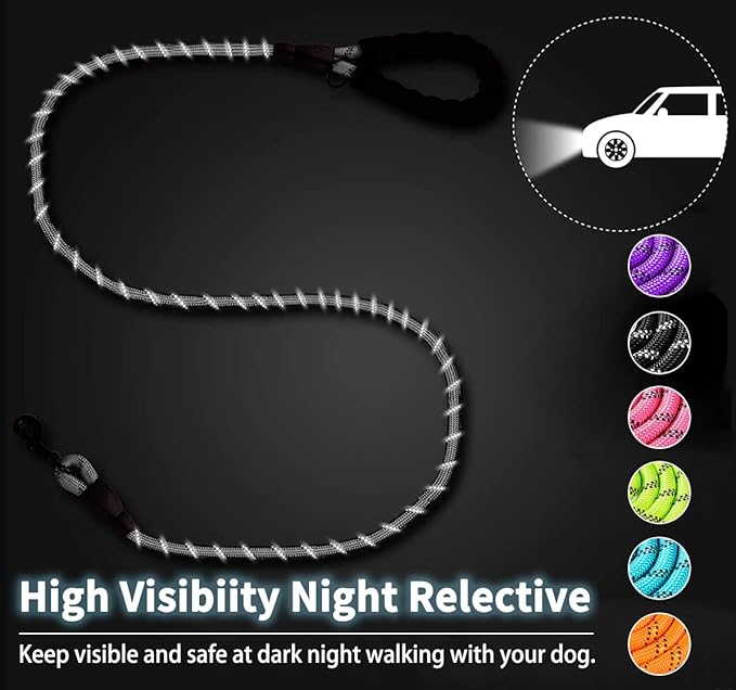 COOYOO 2 Pack Dog Leash 6 FT Heavy Duty - Comfortable Padded Handle - Reflective Dog Leash for Medium Large Dogs with Collapsible Pet Bowl