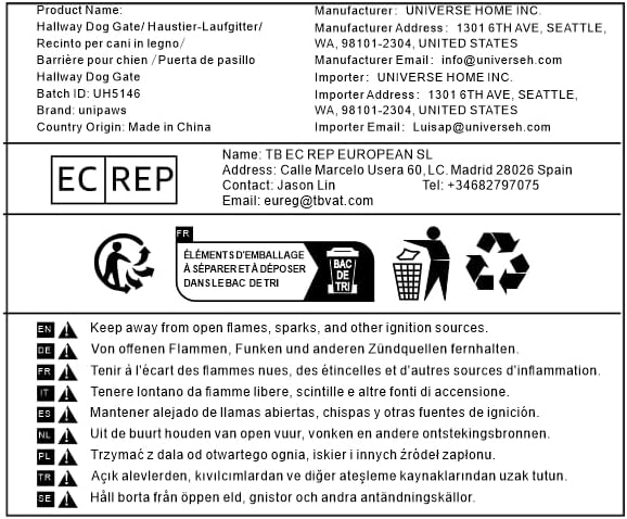 unipaws 132" Extra Wide Dog Gate and Pet Playpen, Free Standing Tall Fence with Walk Through Door, Barriers for Home, Use as Indoor Dogs Cats Pen, Rabbit Pen, Weathered Grey