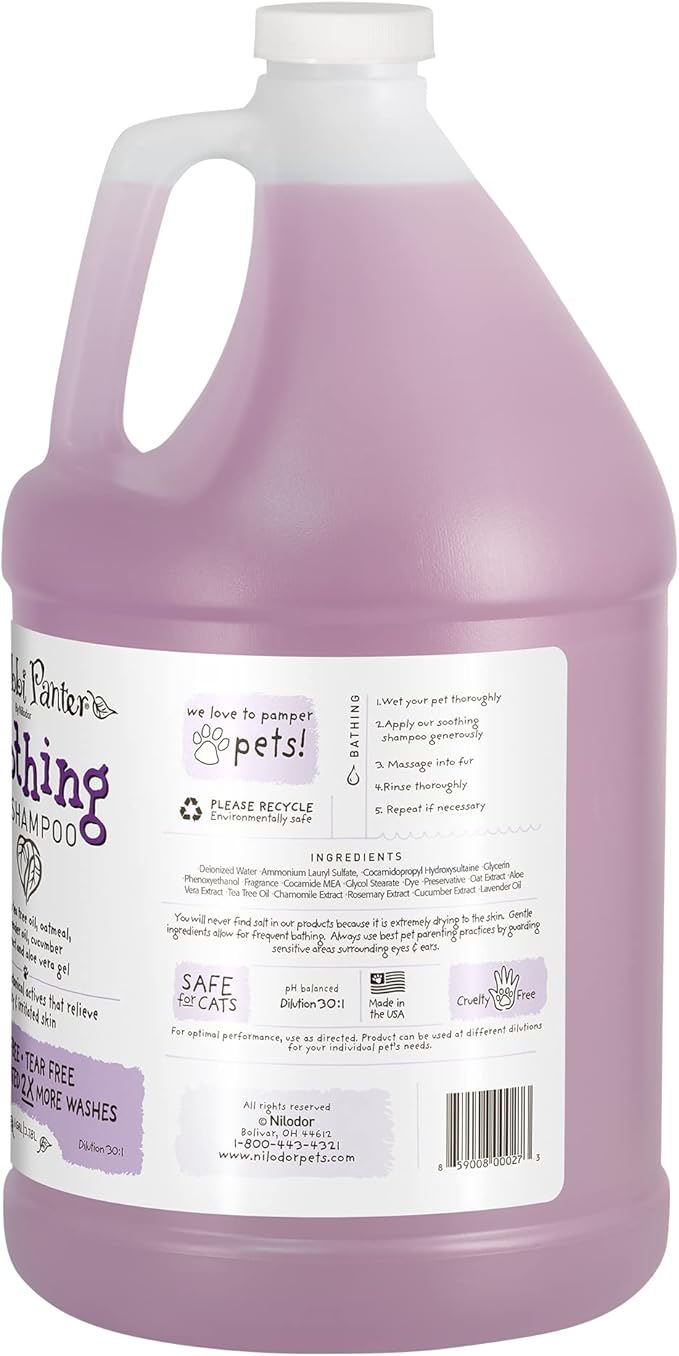 Bobbi Panter Soothing Dog Shampoo, Heals & Soothes Irritated Skin, Lavender Scent - 30:1 Concentrated Formula, Made in The USA, Trusted by Professional Groomers, 1 Gal.