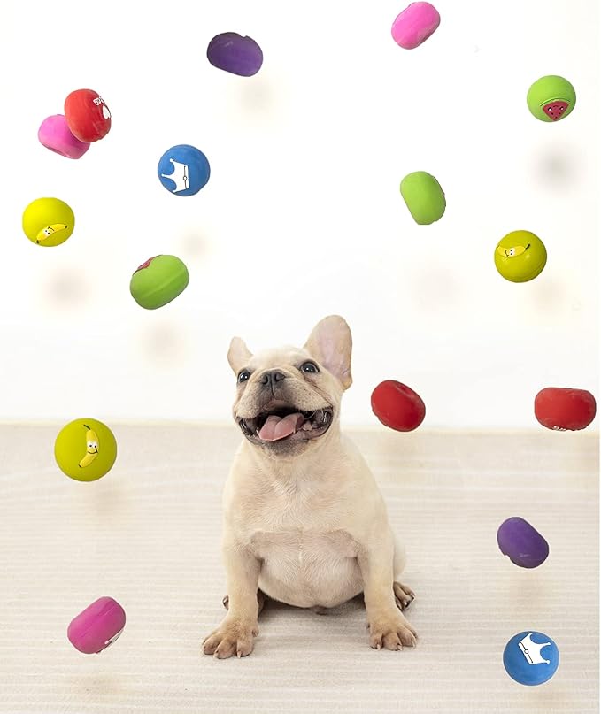 Squeaky Dog Ball, Latex Cute Dog Toys for Puppy and Small Dogs Soft Rubber Fetch Play Catch Ball Bounce and Funny Squeak Pet Toys 6 Pack