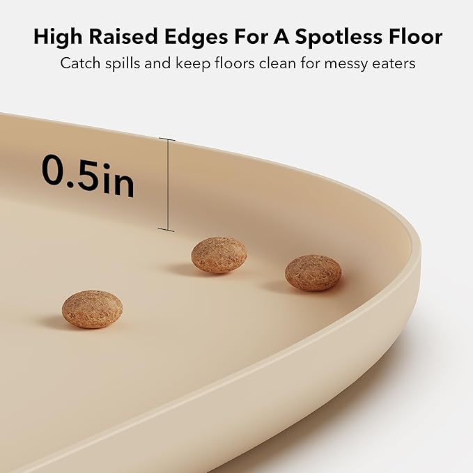 PETLIBRO Pet Food Mat for Cat & Dog, Waterproof Non-Slip Silicone Cat Food Mat for Feeder & Fountain, Dog Food Mat for Bowl & Waterer, Raised Edge Spill Protection Floor, Cove Feeding Mat 17.7"x12"