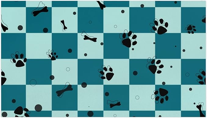 Checkered Absorbent Dog Feeding Mat Quick Dry Diatom Mud Non-Slip Pet Food Placemats Pad with Rubber Backing for Food and Water Bowls 12"x20"