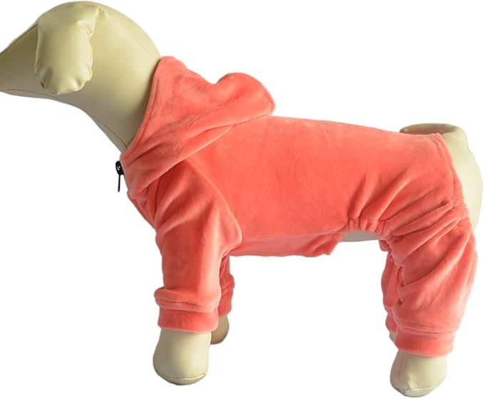 Dog Pajamas Pet Jumpsuits PJS for All Seasons, Velvet Dog Hoodies 4 Legs Four Feet Dog Onesies Stylish PJS Puppy Costume Cotton Liner Warm Pet Clothes for Small Medium Large Dogs Lobster Pink XXXL