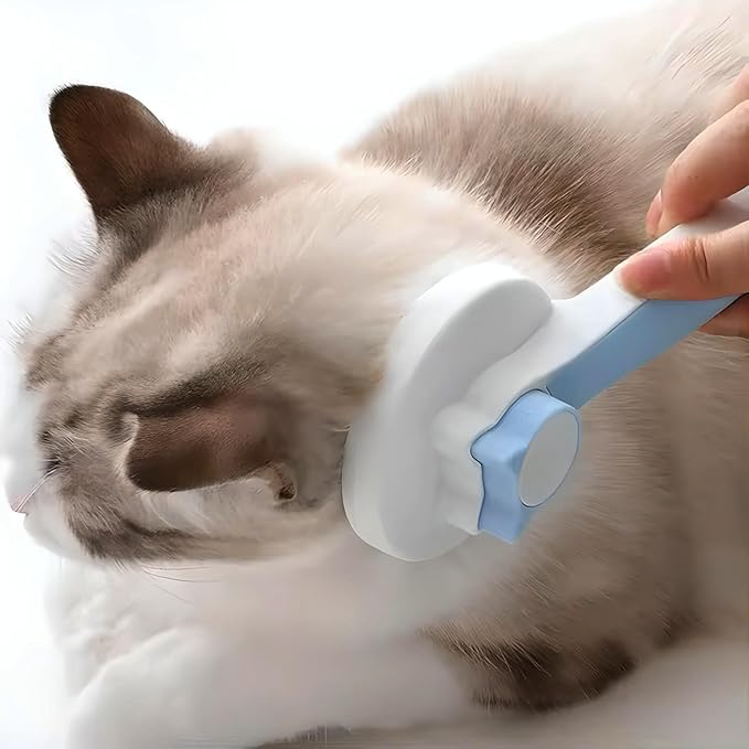 Generic Cat & Dog Grooming Brush, Pink - Self-Cleaning Slicker Brush with Massage Particles, Removes Loose Undercoat, Ergonomic Handle