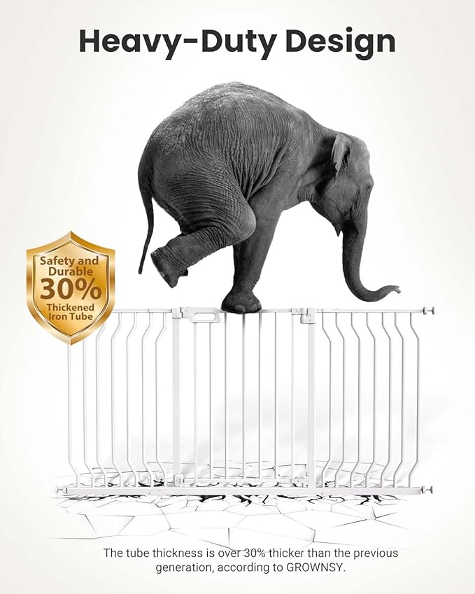 Mom's Choice GROWNSY Baby Gate, 29.5"-53" Auto-Close Dog Gate for Stairs & Doorways, Pressure-Mounted Easy Install Baby Gate - No Drill, Walk Through, Safe & Durable