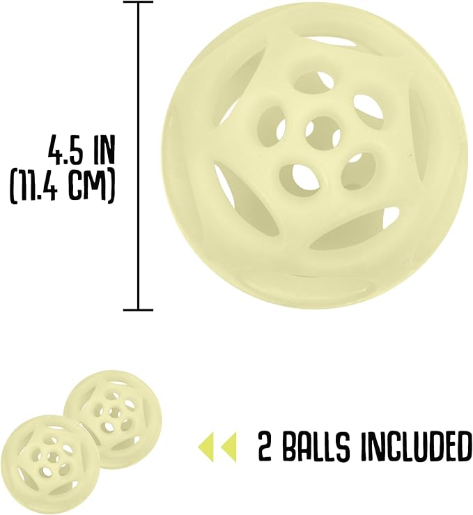 Chew King by Mammoth Glowing Fetch Ball, Dog Ball Toys, Large 2-Pack Lattice