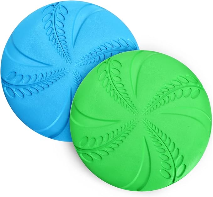 Nobleza 2 Pack Dog Flying Disc Flexible Floatable Dog Disc Toy for Long-Distance Flies and Floats, Lightweight Soft Flying Discs Toy for Small Medium Large Dogs to Fetch & Catch, Blue & Green