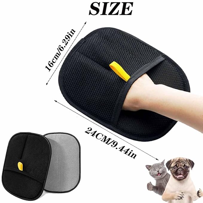 Electrostatic Pet Hair Removal Gloves, Static Removal Gloves for Pet Hair, Double-Sided Reusable Cat & Dog Electrostatic Gloves for Couch, Clothing, Carpet, Car Seat (Yellow, 2PCS)