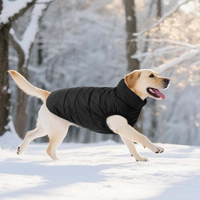 ASENKU Windproof Dog Winter Coat Waterproof Fleece Jacket Cold Weather Pet Apparel for Small Medium Large Dogs (Black, S)