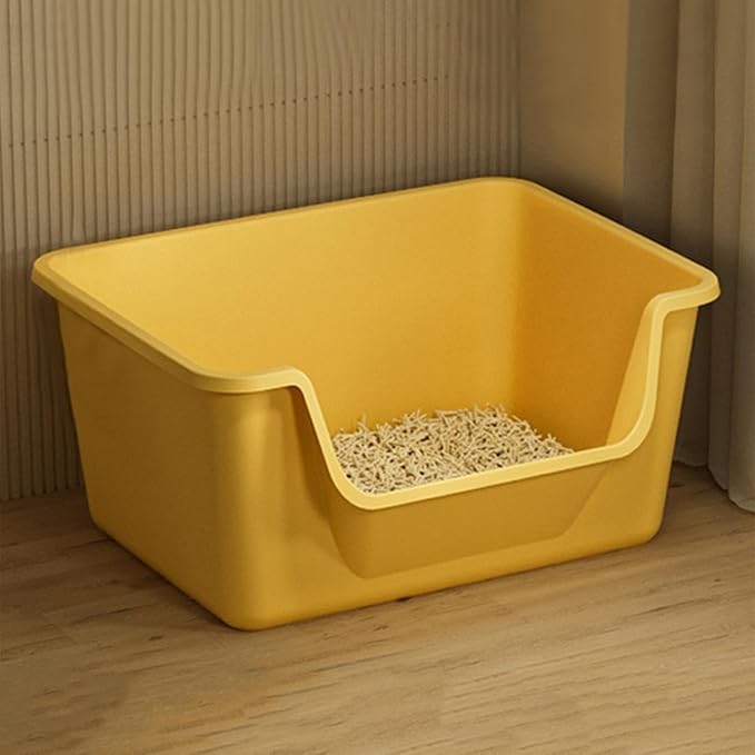 Large Cat Litter Box with High Sides,Cat Boxes for Indoor Cats,Cat Litter Pan for Kitty,Litter Box with Low Entry,Easy to Clean,Anti-Splashing(Grey)