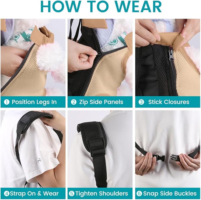 Dog Backpack Carrier, Adjustable Pet Front Carriers, Legs Out Carrying Sling Travel Bag for Small Medium Dogs 4-7 Lbs, Soft Wearable Puppy Chest Carry Backpacks for Walking/Hiking/Camping/Traveling