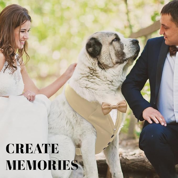 AVERYDAY Dog Tuxedo for Wedding Outfit, Dog Suit and Tie Costumes for Birthday, Halloween, Cosplay, Christmas Party, Pet Formal Wear with Bowtie, Tux for Medium Large Dogs, Bulldog, Labrador, Husky
