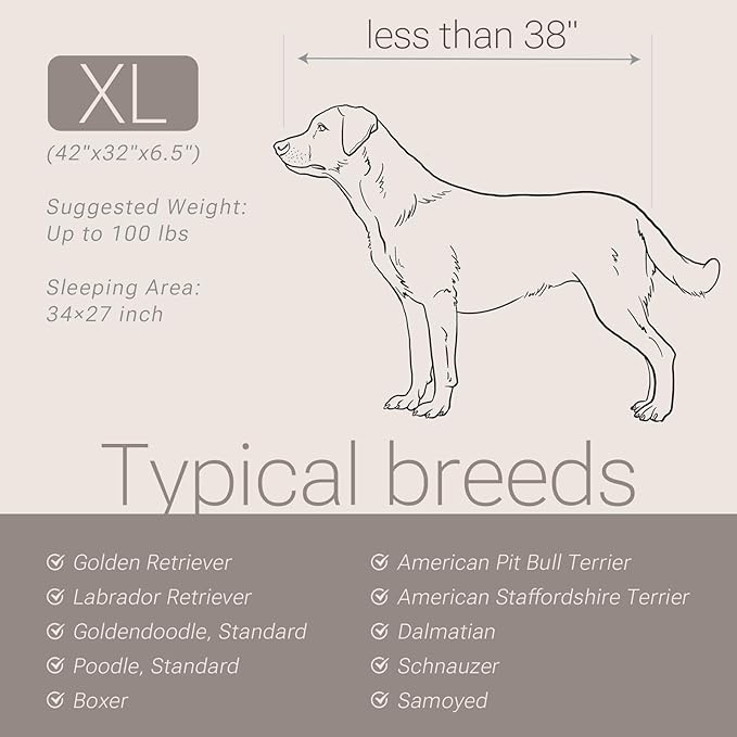 Soft Touch Orthopedic XL Dog Bed for Large Dogs with Faux Fur Top, Waterproof Pet Couch Bed with Removable Washable Cover and Supportive Foam Filling (Grey, Extra Large)