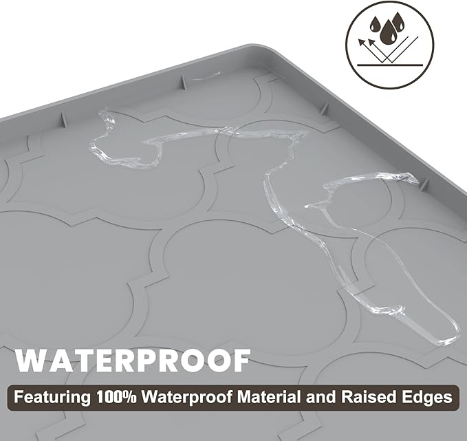 Cat Mat for Litter Box, 38" X 26" Large Silicone Cat Litter Trapping Mat, Easy Clean for Scatter Control, Soft on Kitty Paws, Waterproof, Urine-Proof, Non-Slip Kitty Litter Mat for Floor, Gray