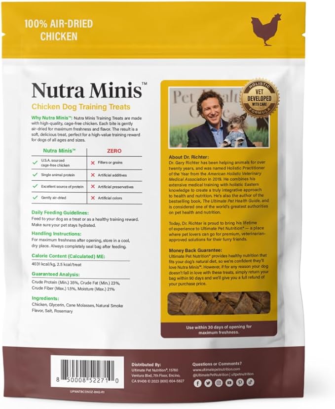 ULTIMATE PET NUTRITION Nutra Minis Dog Air-Dried Training Treats (5 oz) (Chicken)