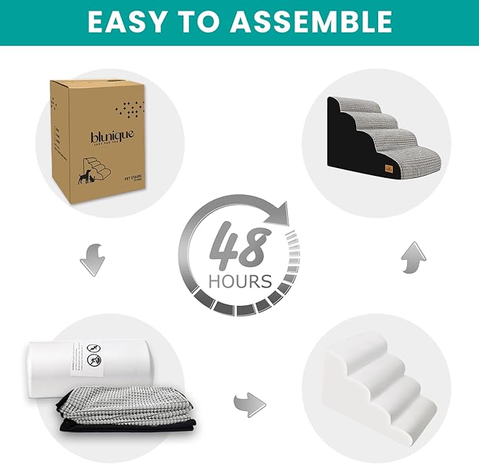 Dog Stairs for Small Dogs, 20.5" H 4 Step Curved Dog Ramp for High Bed and Couch, Foam Dog Ramp with Durable Non-Slip Waterproof Fabric Cover, Pet Stairs for Pets Joints, Light Grey