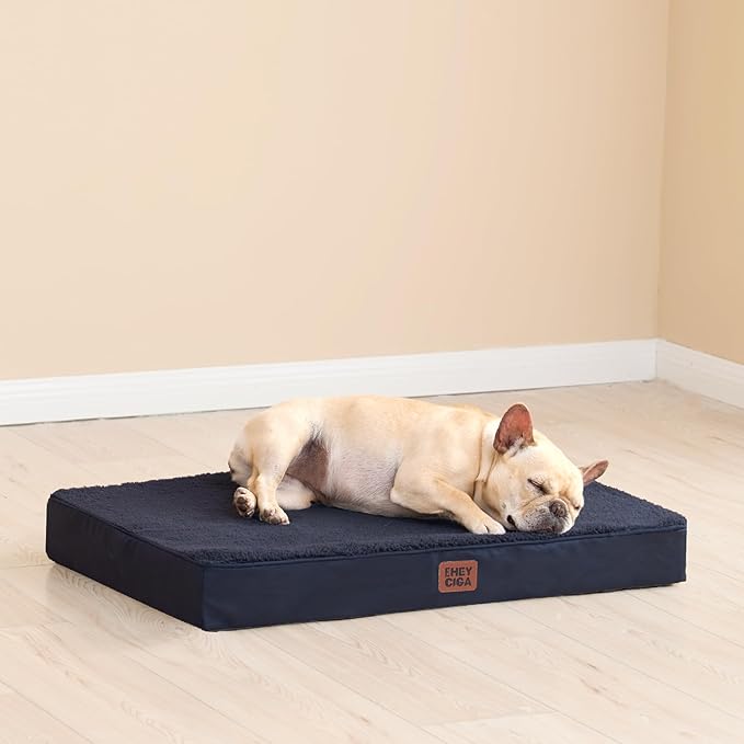 EHEYCIGA Orthopedic Dog Beds for Large Dogs with Removable Washable Cover, Navy, 36x27