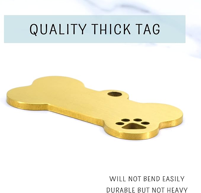 Ultra Joys Dog Tags Personalized for Pets - Hollow Paw Custom Pet ID Tag - Engraved Dog Tag for Small, Large Dogs - Large Bone in Gold