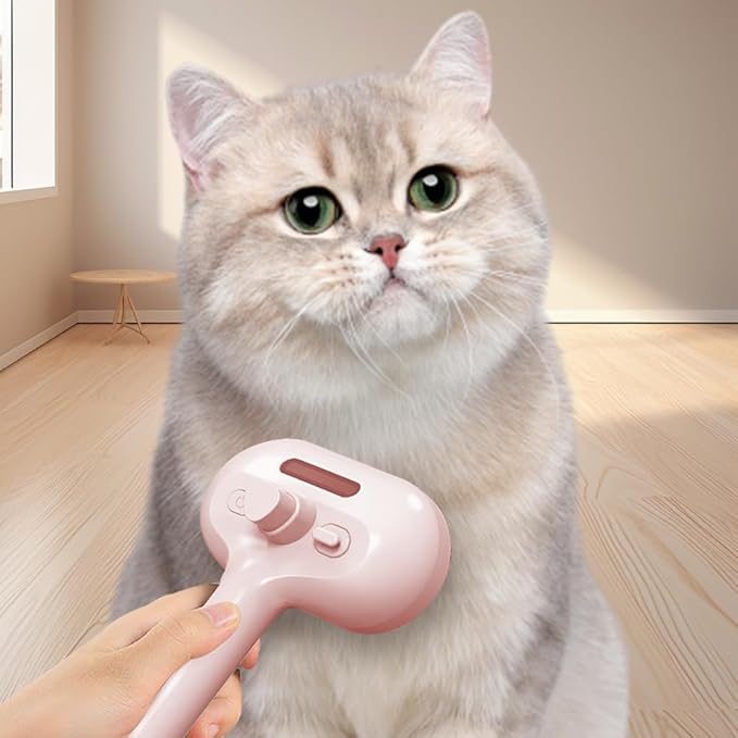 Pet Spray Hair Removal Comb, 3 in 1 Cat Steam Brush, Pet for Dog Long Short Haired, Spray Hair Removal Comb for Small Animals Shedding Grooming (White)