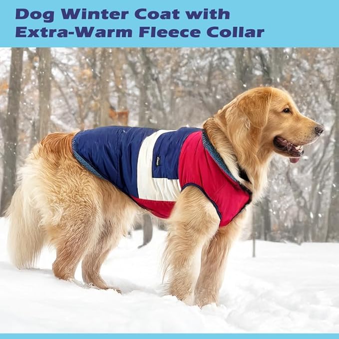 Dog Coat Reversible Winter Jacket for Small Dog Puppy Cozy Fleece Lining Size M