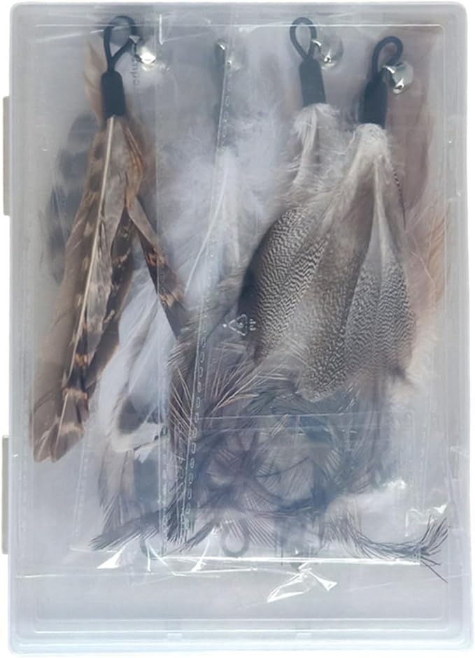 Natural unstained Feathers,8PCS Cat Feather Toys Replacement Wand Toy Refills, Cat Feathers Refill for Indoor Cats,Perfect Wand Attachments