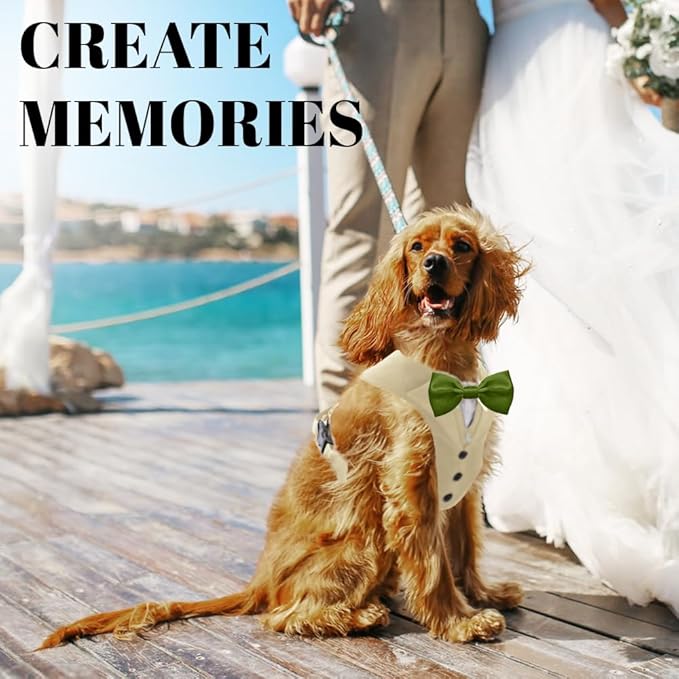 AVERYDAY Dog Tuxedo for Wedding Outfit, Dog Suit and Tie Costumes for Birthday, Halloween, Cosplay, Christmas Party, Pet Formal Wear with Bowtie, Tux for Small Dogs, Chihuahua, Bichon, Maltese, Cats