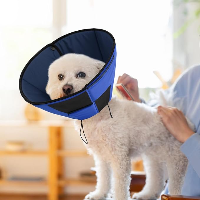Soft Dog Cone for Large Dogs, Cone for Dogs to Stop Licking, Breathable Pet Surgery Collar Cone for Extra-Large Pets, Blue XL