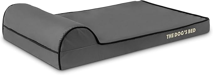 The Dog’s Bed Orthopedic Headrest Dog Bed Med Grey/Black, Memory Foam, Pain Relief: Arthritis, Hip & Elbow Dysplasia, Post Surgery, Lameness, Waterproof Washable Cover