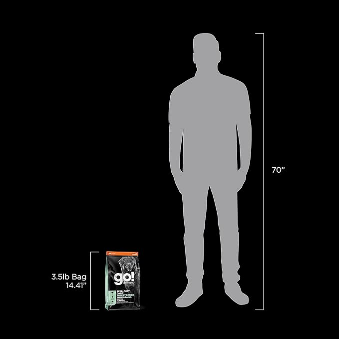 Go! Solutions Skin + Coat Care, Dry Dog Food, Turkey Recipe with Grains, 3.5 lb Bag