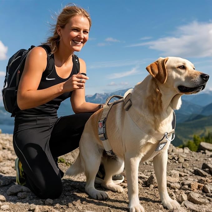 TSPRO Heavy Duty Premium Tactical Dog Harness for Large Dogs, No Pull, Adjustable Fit, Quick-Release Buckle, Padded Handle, Perfect for Hiking, Walking, Running & Training (Black M 25)