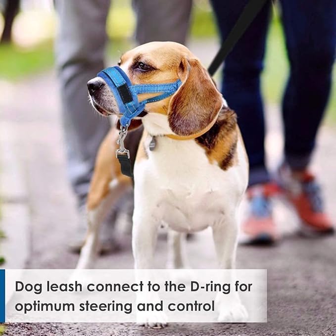 SlowTon Soft Dog Muzzle, Adjustable Padded Nylon Muzzle for Large Medium Dogs Anti Chewing Barking Biting, Allow Dog Pant & Drink (Blue, L)