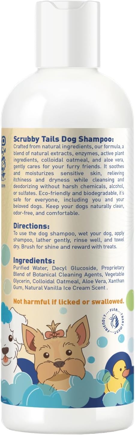 Organic Dog Shampoo - Puppy Oatmeal Shampoo for Itchy Skin Relief - Hypoallergenic for Sensitive Skin, for Dogs of All Ages, Deodorizes, Tearless, Made in USA, 16oz (Vanilla Ice Cream)