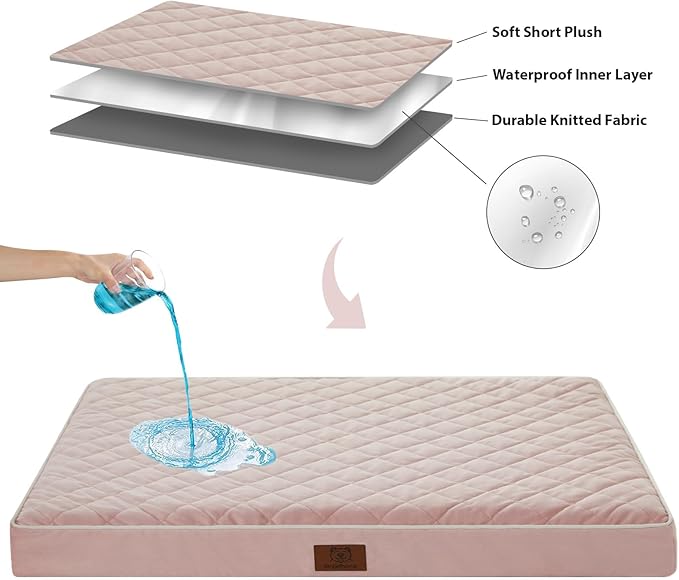 WNPETHOME Orthopedic Big Dog Beds Large Sized Dog, Waterproof Extra Large Dogs Bed with Removable Washable Cover, Multi-Needle Quilting Dogs Crate Bed