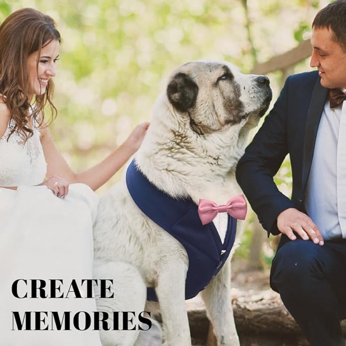 AVERYDAY Dog Tuxedo for Wedding Outfit, Dog Suit and Tie Costumes for Birthday, Halloween, Cosplay, Christmas Party, Pet Formal Wear with Bowtie, Tux for Medium Large Dogs, Bulldog, Labrador, Husky