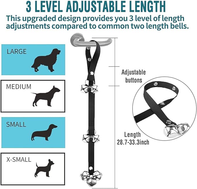 BLUETREE 2 Pack Dog Doorbells Premium Quality Training Potty Great Dog Bells Adjustable Door Bell Dog Bells for Potty Training Your Puppy The Easy Way - 7 Extra Large Loud 1.4 DoorBells