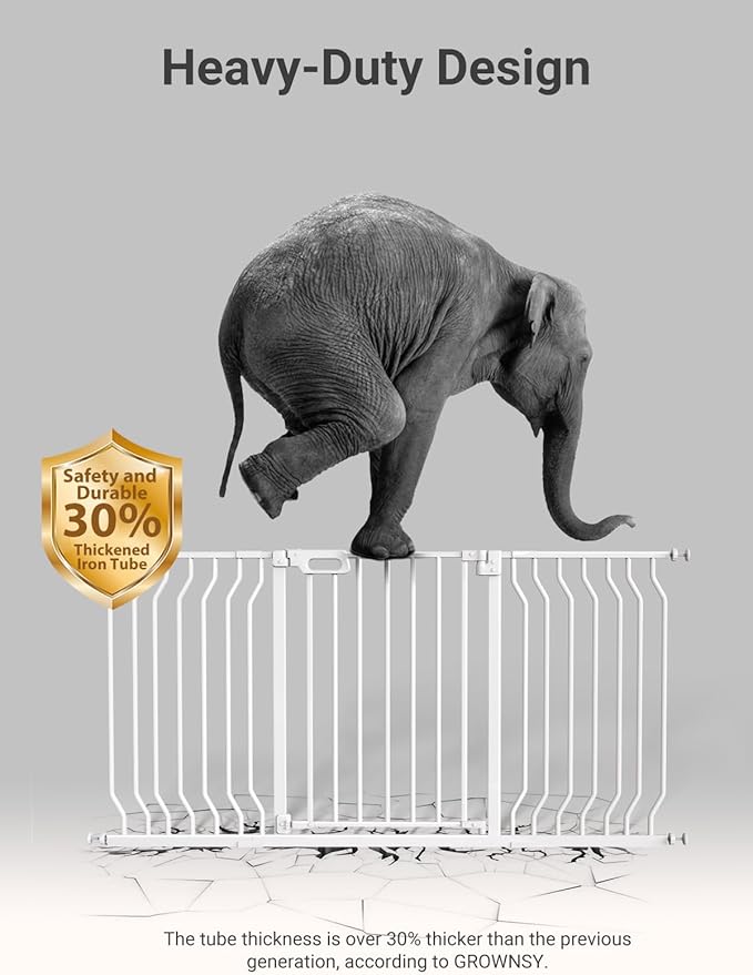 Mom's Choice GROWNSY Baby Gate, 53"-57" Auto-Close Dog Gate for Stairs & Doorways, Pressure-Mounted Easy Install - No Drill, Walk Through, Safe & Durable