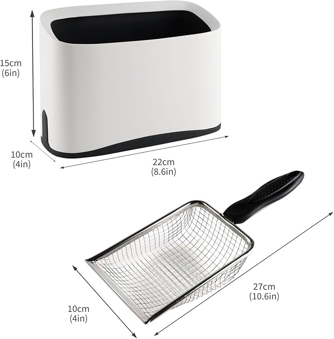 Cat Litter Scooper with Holder, Metal Speed Sifter Litter Box Scooper Captures All Clumps,Heavy Duty Stainless Steel Litter Scoop with Coarse and Fine Grid,Easy Clean