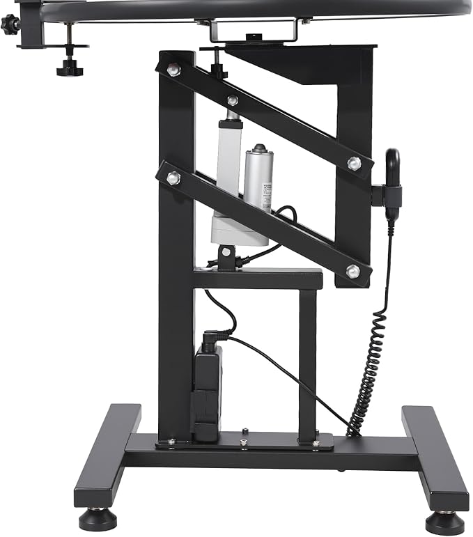 Electric Hydraulic Lift Pet Dog Grooming Table, 24Inch 360° Rotating Grooming Desktop for Small Dogs, with Overhead Arm, Wireless Remote, Tool Organizer, Black