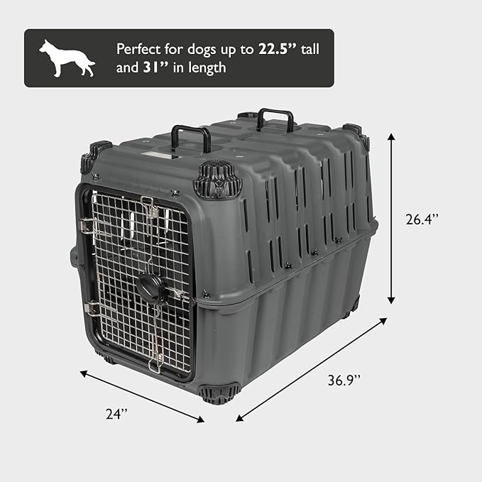 Mammoth Guardian Dog Kennel 36" Heavy Duty Travel & Outdoor Crate for Puppies, Small, Medium & Large Dogs, Secure 3 Bolt Lock, Adventure Ready for Hunting, Camping & Offroad – Gunmetal Gray
