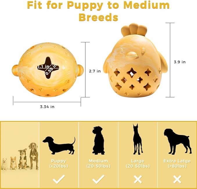 MewaJump Stuffed Dog Toy Treat Dispenser Dog Toy Puzzle Rubber Chew Toys Treat Food Dispensing Toys for Teeth Cleaning Ball Interactive Enrichment Toys for Puppy, Small, Medium, Large Breeds