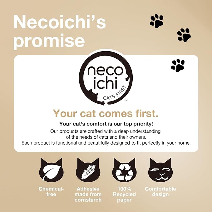 NECOICHI Cat Scratcher Bowl for Indoor Cats - Cat Scratching Lounger with Reversible Usability and Extra Comfort for Lounge, Cardboard Bed Couch