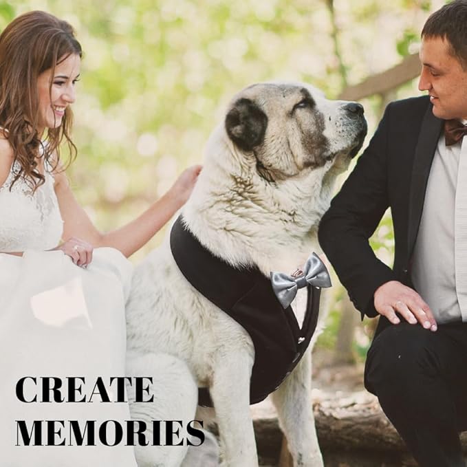AVERYDAY Dog Tuxedo for Wedding Outfit, Dog Suit and Tie Costumes for Birthday, Halloween, Cosplay, Christmas Party, Pet Formal Wear with Bowtie, Tux for Medium Large Dogs, Bulldog, Labrador, Husky