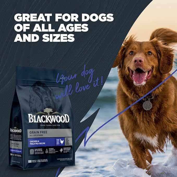 Blackwood Grain Free Dry Dog Food, Chicken & Field Pea Recipe, 24 Pound Bag for All Life Stages, Slow Cooked with Vitamins & Minerals for a Balanced Diet