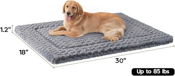 WESTERN HOME Dog Bed for Crate, High Resilience Foam Dog Crate Mat Kennel Pad with Soft Wavy Plush Comfortable Anti-Slip Washable Bed for Large Medium Small Dogs & Cats
