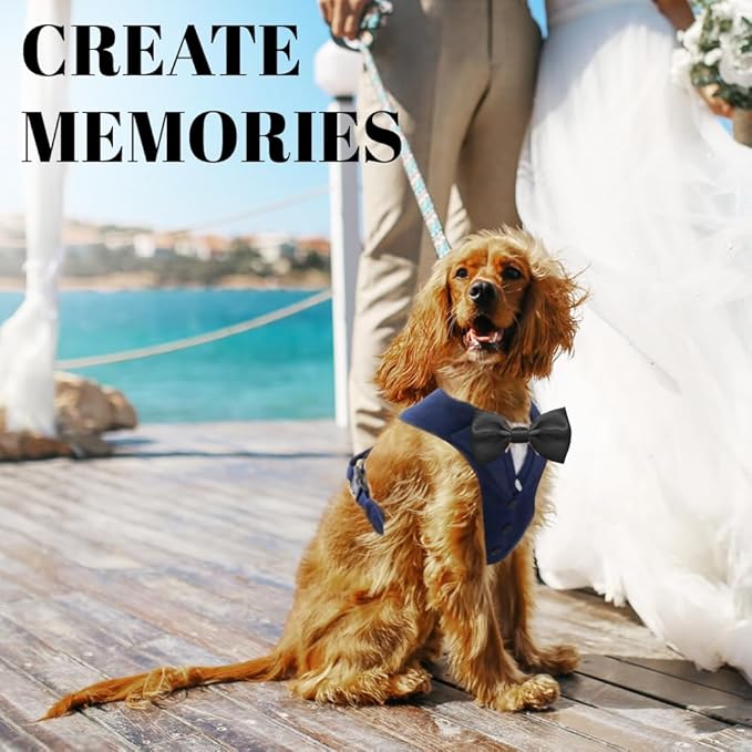 AVERYDAY Dog Tuxedo for Wedding Outfit, Dog Suit and Tie Costumes for Birthday, Halloween, Cosplay, Christmas Party, Pet Formal Wear with Bowtie, Tux for Small Dogs, Chihuahua, Bichon, Maltese, Cats