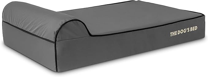 The Dog’s Bed Orthopedic Headrest Dog Bed Large Grey/Black, Memory Foam, Pain Relief: Arthritis, Hip & Elbow Dysplasia, Post Surgery, Lameness, Waterproof Washable Cover