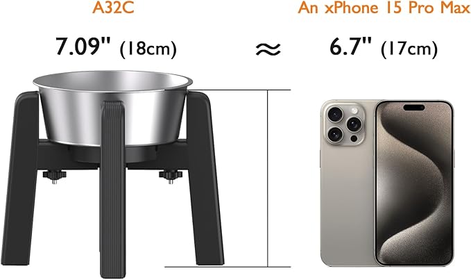 CZPET Dog Bowl Stand, 51 oz Large Capacity Raised Elevated Dog Food/Water Stainless Steel Feeder, Size Adjustable & Anti-Slip Stand for Medium Dogs (2 Pack)