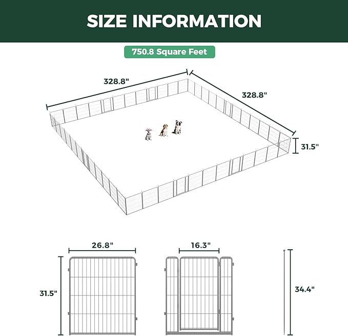 FXW Aster Dog Playpen Designed for Yard, 32inch 48 Panels