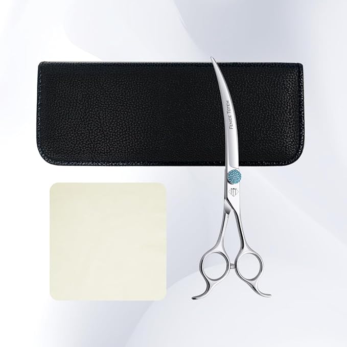 Fenice Professional Grooming Curved Shear: 45 Degree Super Curves Scissors for Dogs 7.5" Big Arc Curved Shears Made Of Japanese 440C Stainless Steel