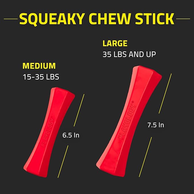 Playology Dog Toys | Durable Squeaky Chew Stick for Dogs | Jumbo Beef Scented Toy - Easy to Clean and Made from Non Toxic Materials